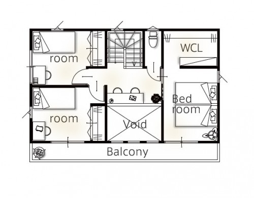 複数の部屋から出られるバルコニー