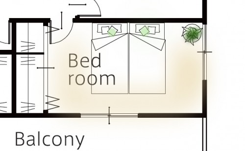 細長い寝室